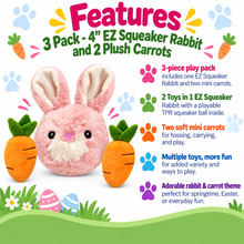 Load image into Gallery viewer, 4" EZ Squeaky Ball Triple Pack - Rabbit &amp; Carrot
