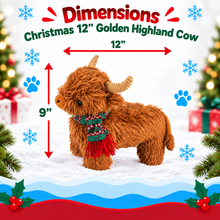 Load image into Gallery viewer, 12" Christmas Golden Highland Cow
