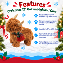 Load image into Gallery viewer, 12" Christmas Golden Highland Cow
