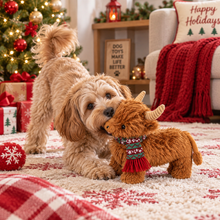 Load image into Gallery viewer, 12" Christmas Golden Highland Cow
