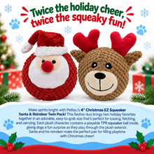 Load image into Gallery viewer, 4" Christmas EZ Squeaky Twin Pack Ball - Santa &amp; Reindeer
